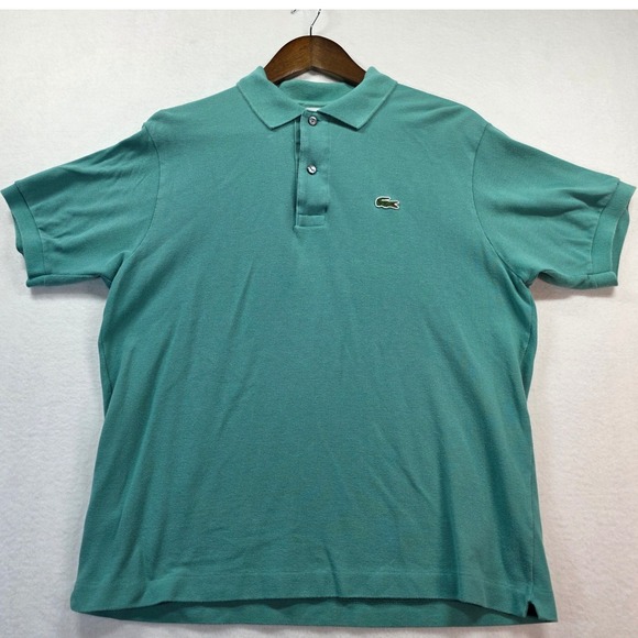 Lacoste Other - Lacoste Men's Pique Polo Shirt Size 5 L Teal Green Crocodile Logo 100% Cotton